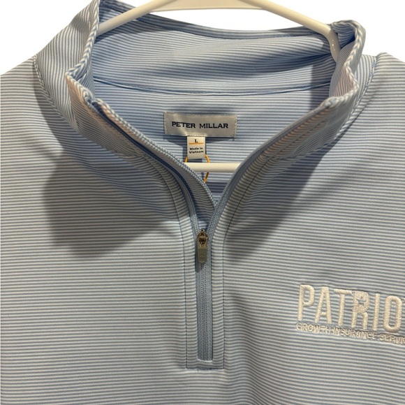 NEW!Peter Millar Pullover Mens L Blue Perth Mini Stripe Stretch Quarter Zip Golf - Picture 3 of 11